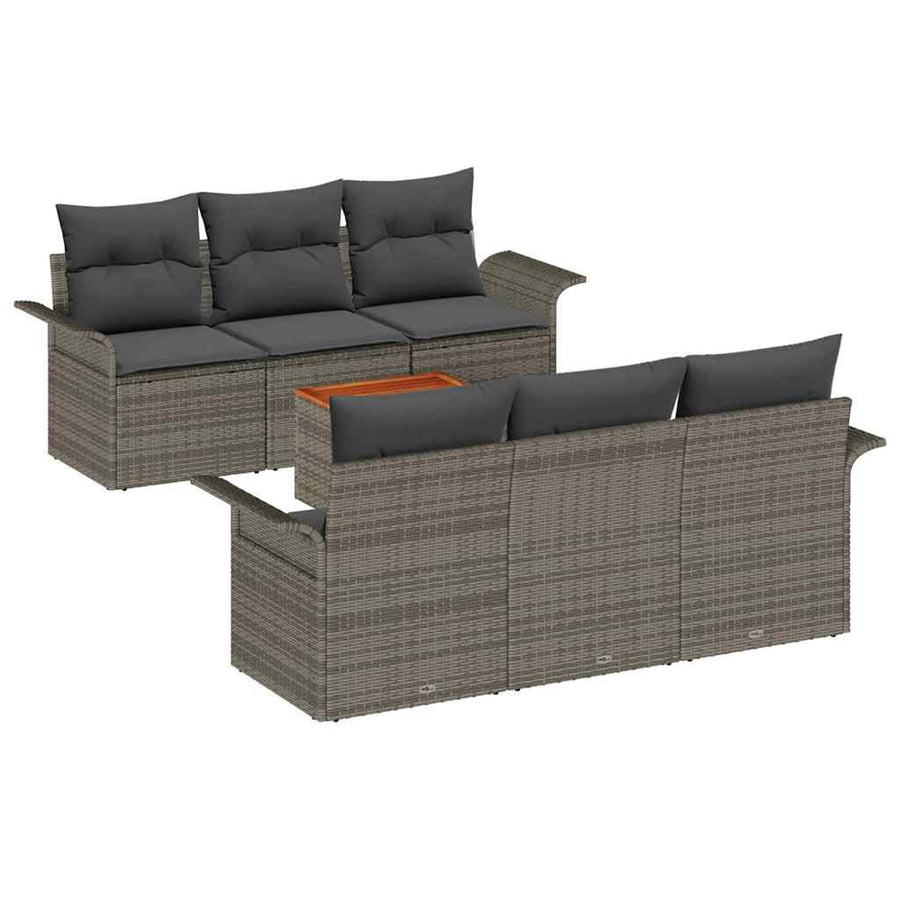Tuinbankenset met opslag 7 pcs Grijs poly rattan