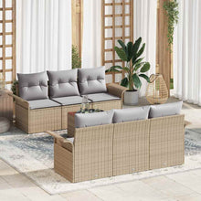 Tuinbankenset met opslag 7 pcs Beige en Licht Grijs poly rattan