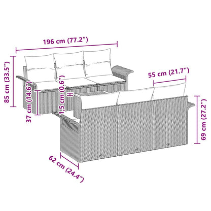 Tuinbankenset met opslag 7 pcs Beige en Crème poly rattan