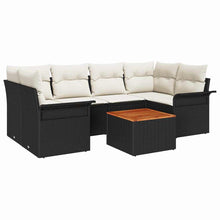 Tuinbankenset met opslag 7 pcs Zwart en Crème poly rattan