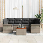Garden Lounging Set with Storage 7 pcs Grey poly rattan