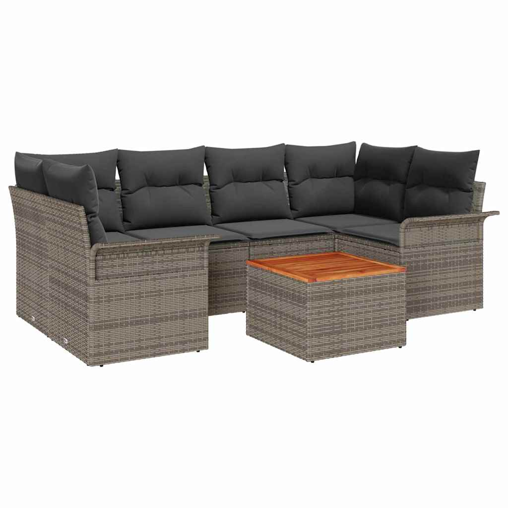 Tuinbankenset met opslag 7 pcs Grijs poly rattan