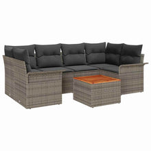 Tuinbankenset met opslag 7 pcs Grijs poly rattan