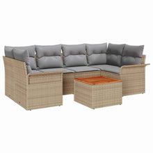 Tuinbankenset met opslag 7 pcs Beige en Licht Grijs poly rattan