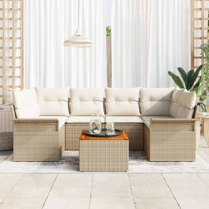 Tuin Sofa Set met kussen met opslag 7 pcs Beige en Crème