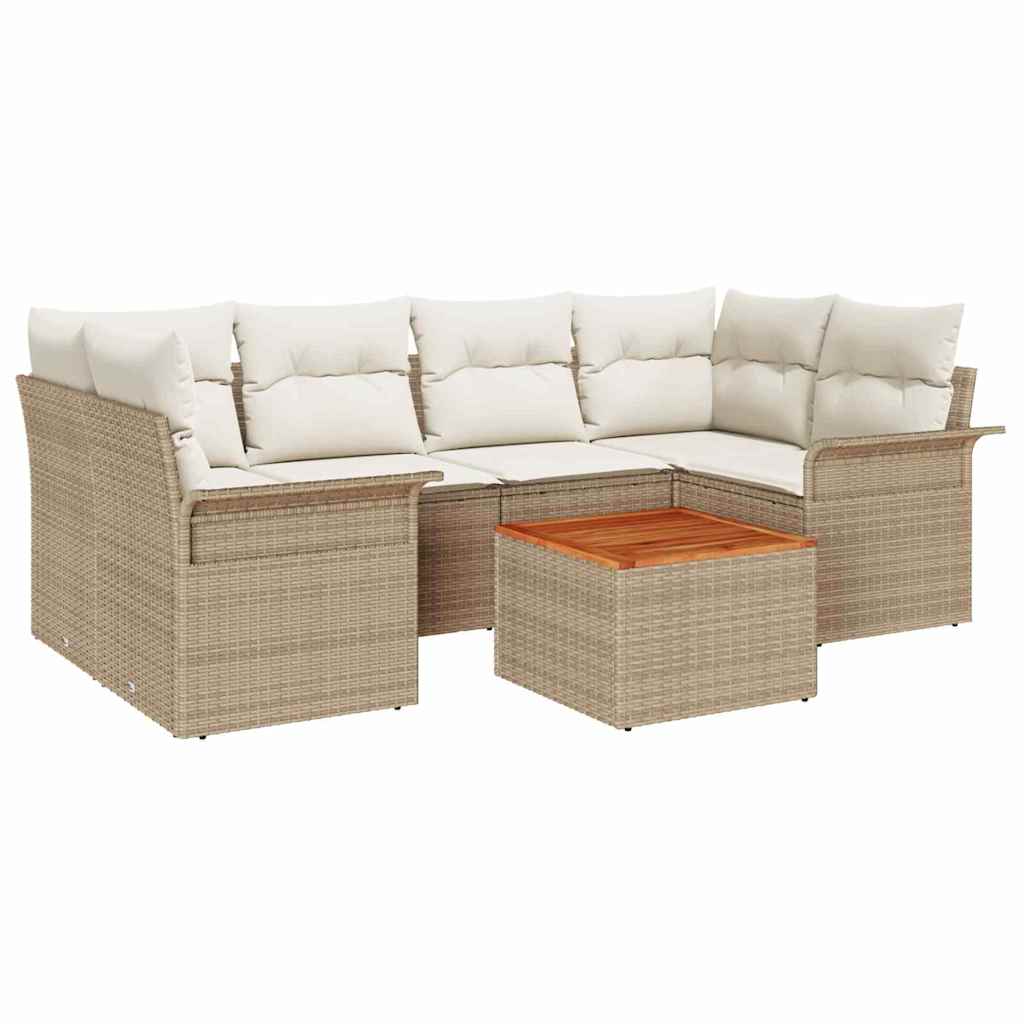 Tuin Sofa Set met kussen met opslag 7 pcs Beige en Crème