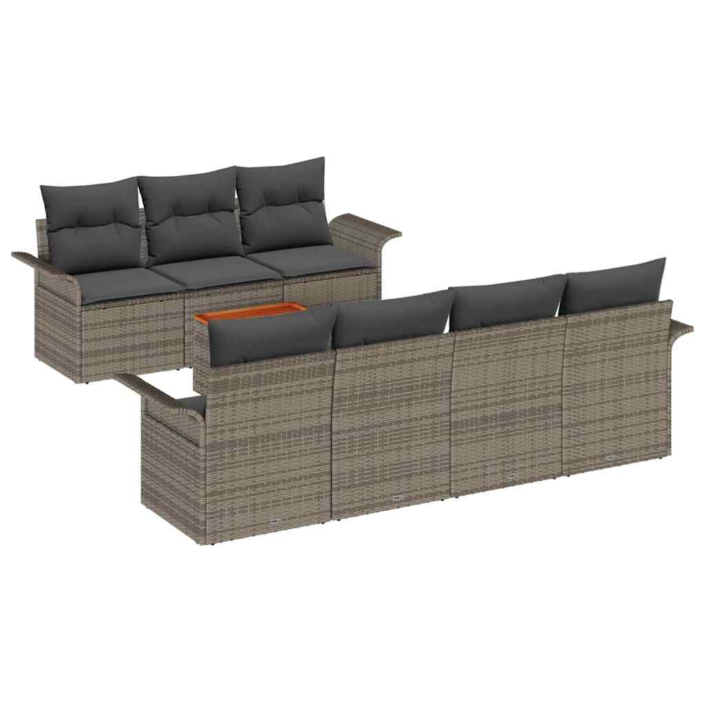 Tuinbankenset met opslag 8 pcs Grijs poly rattan
