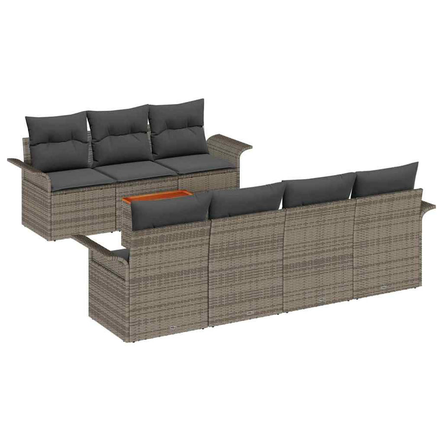 Tuinbankenset met opslag 8 pcs Grijs poly rattan