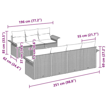 Tuinbankenset met opslag 8 pcs Beige en Crème poly rattan