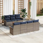 Tuinbankenset poly rattan 8-delig grijs marineblauw