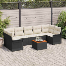 Tuinbankenset met opslag 8 pcs Zwart en Crème poly rattan