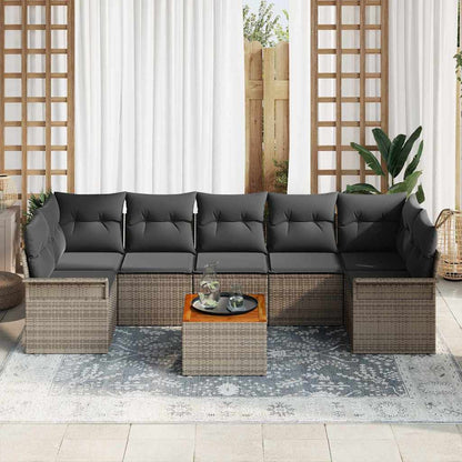 Tuinbankenset met opslag 8 pcs Grijs poly rattan