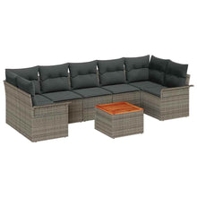 Tuinbankenset met opslag 8 pcs Grijs poly rattan
