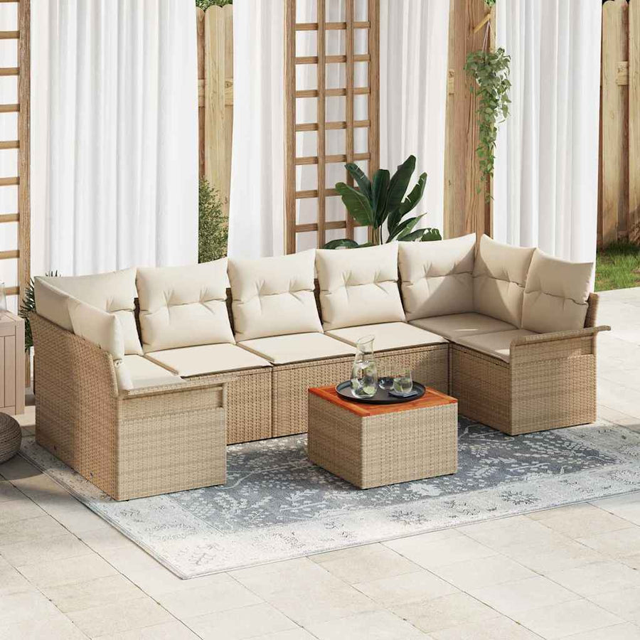 Tuin Sofa Set met kussen met opslag 8 pcs Beige en Crème