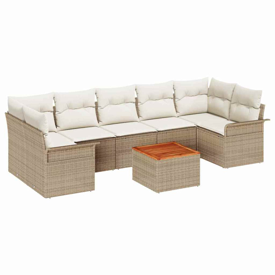 Tuin Sofa Set met kussen met opslag 8 pcs Beige en Crème