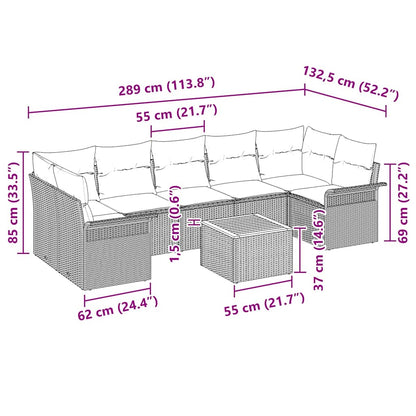 Tuin Sofa Set met kussen met opslag 8 pcs Beige en Crème
