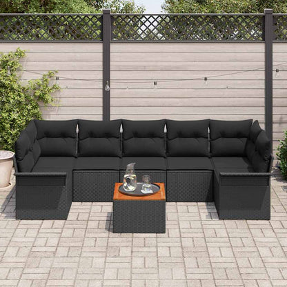Tuinbankenset met opslag 8 pcs Zwart poly rattan
