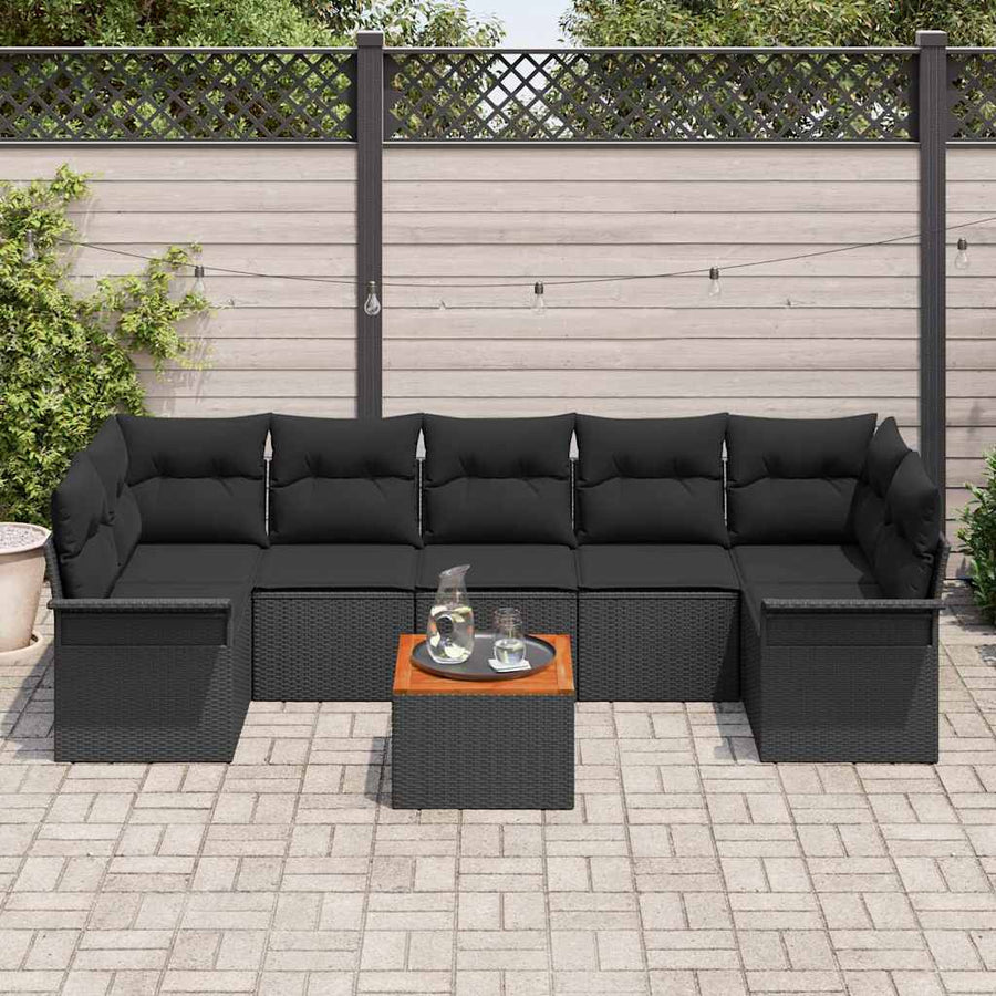 Tuinbankenset met opslag 8 pcs Zwart poly rattan