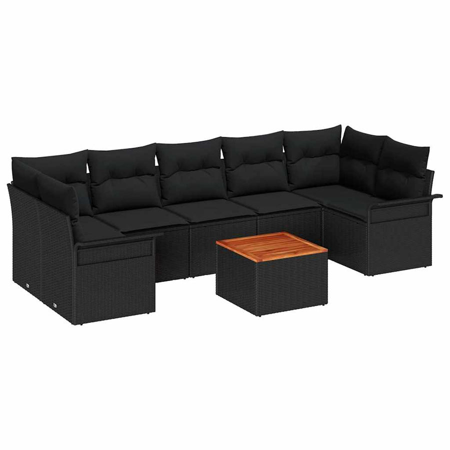 Tuinbankenset met opslag 8 pcs Zwart poly rattan