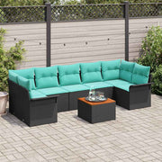 Modulaire tuinbankenset met opbergruimte poly rattan zwart turquoise