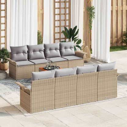 Tuinbankenset met opslag 9 pcs Beige en Licht Grijs poly rattan