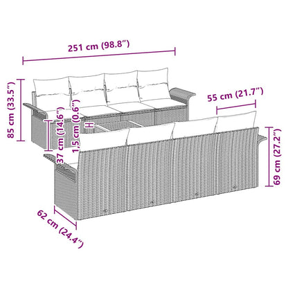Tuinbankenset met opslag 9 pcs Beige en Licht Grijs poly rattan