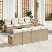 Tuinbankenset poly rattan 251x62x69 cm beige crème