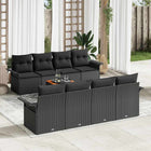 Garden Lounge Set with Storage 9 pcs Black poly rattan