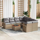 Garden lounge set with storage 9 pcs Beige and Light Grey poly rattan