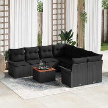 Tuinbankenset met opslag 9 pcs Zwart poly rattan