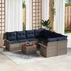 Tuinbankenset poly rattan grijs marineblauw 242,5x234x69 cm