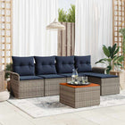 Tuinbankenset poly rattan grijs marineblauw modulair met opslag