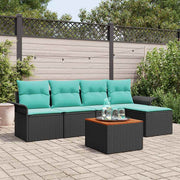 Modulaire tuinbankenset 6-delig poly rattan zwart