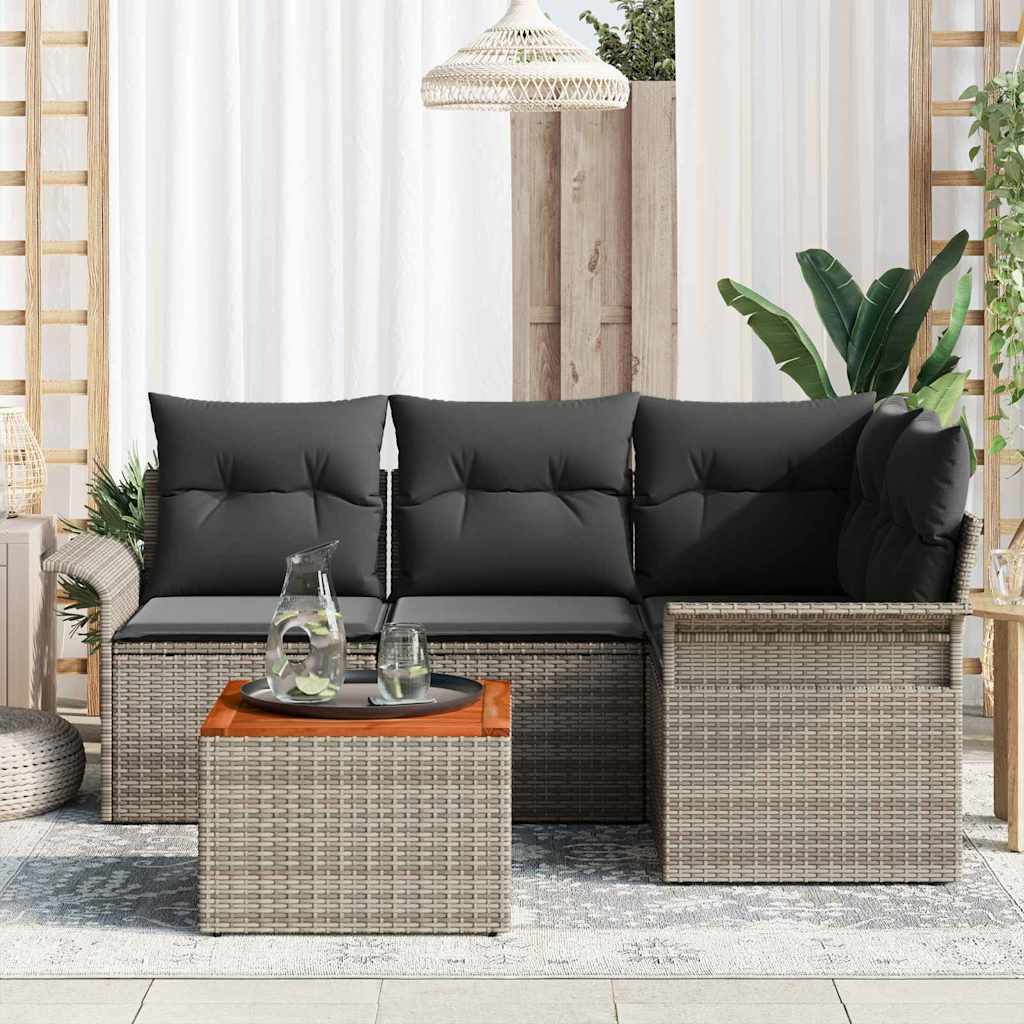 Tuinbankenset met opslag 5 pcs Grijs poly rattan