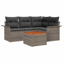Tuinbankenset met opslag 5 pcs Grijs poly rattan