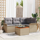 Tuinbankenset 5 delig poly rattan beige lichtgrijs
