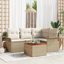 Tuinbankenset met opslag 5 pcs Beige en Crème poly rattan