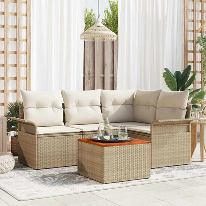 Tuinbankenset met opslag 5 pcs Beige en Crème poly rattan