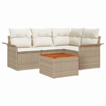 Tuinbankenset met opslag 5 pcs Beige en Crème poly rattan