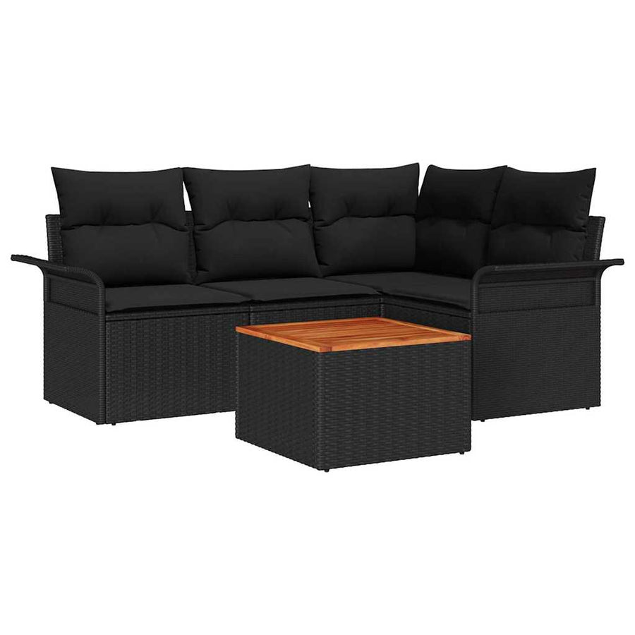 Tuinbankenset met opslag 5 pcs Zwart poly rattan