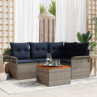 Tuinbankenset 5-delig poly rattan grijs marineblauw