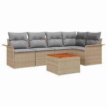 Tuinbankenset met opslag 6 pcs Beige en Licht Grijs poly rattan