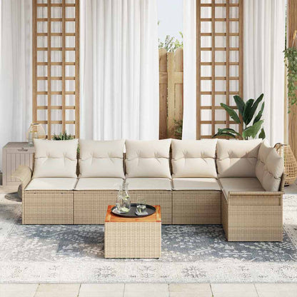 Tuinbankenset 7 st 6-Aantal zitplaatsen Beige en Crème