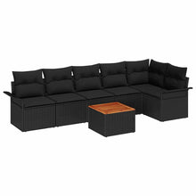 Tuinbankenset met opslag 7 pcs Zwart poly rattan