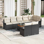 Garden Bench Set with Storage 9 pcs Black and Cream poly rattan