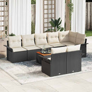 Tuinbankenset poly rattan acaciahout zwart crème