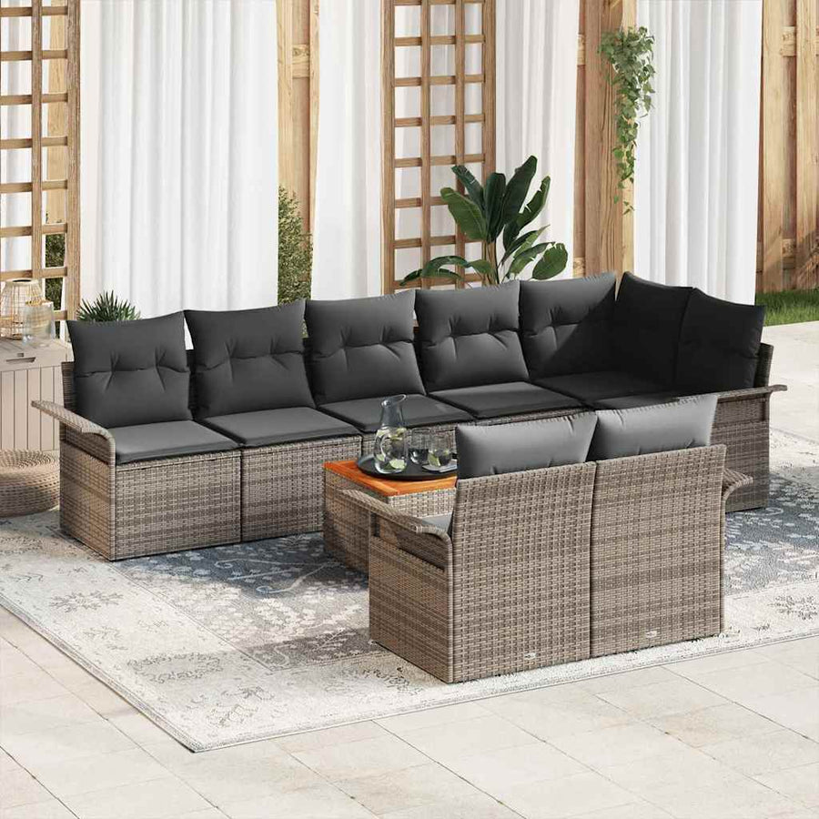 Tuinbankenset met opslag 9 pcs Grijs poly rattan