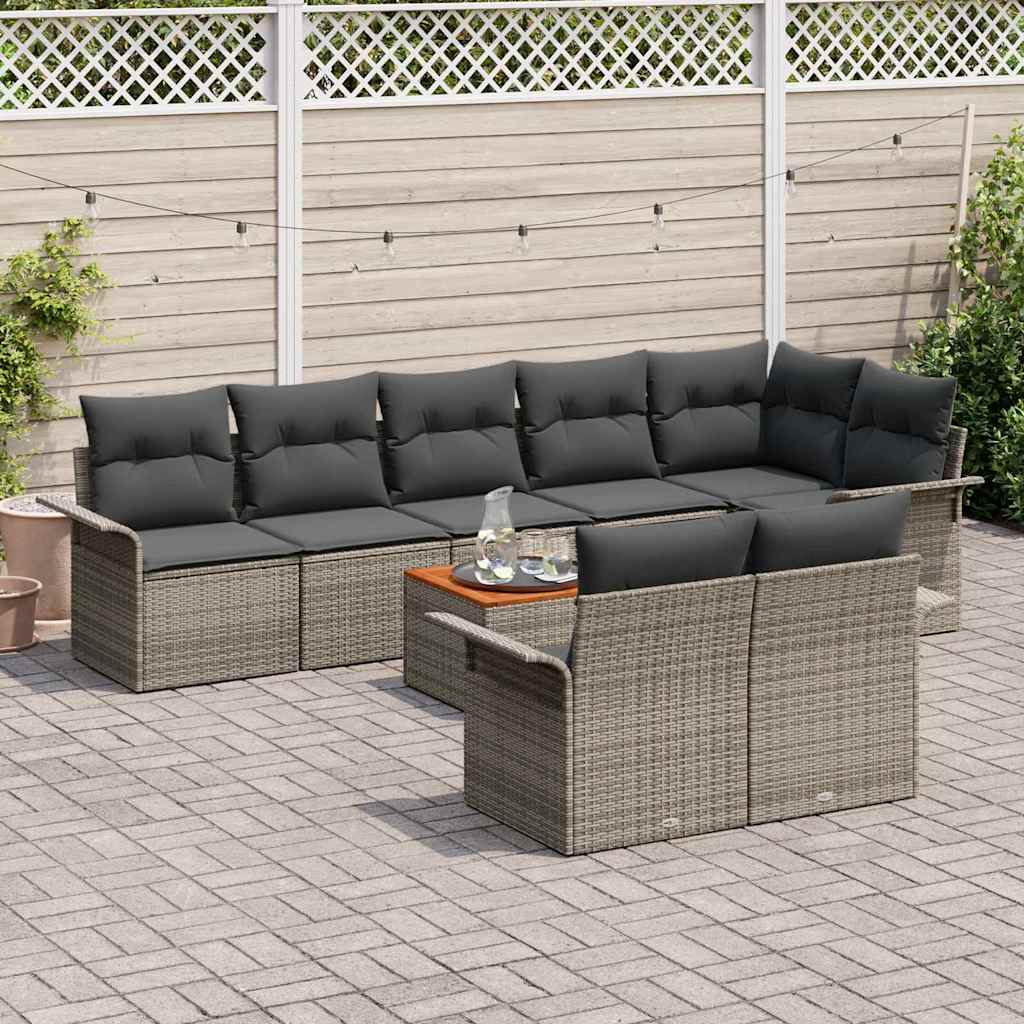 Tuinbankenset met opslag 9 pcs Grijs poly rattan