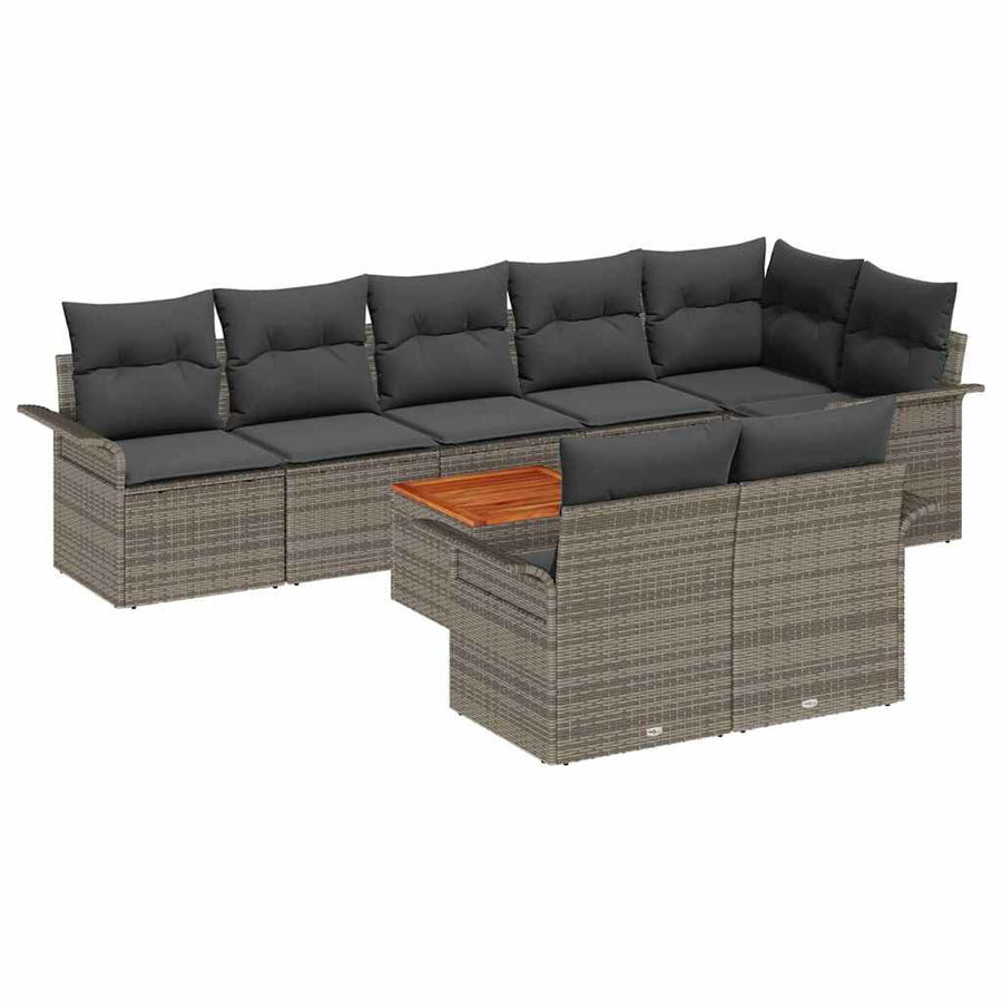 Tuinbankenset met opslag 9 pcs Grijs poly rattan