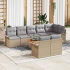 Garden lounge set with storage 9 pcs Beige and Light Grey poly rattan